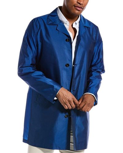 Kiton Metallic Silk-blend Raincoat - Blue