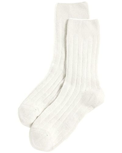 Stems Lux Cashmere & Wool-blend Crew Sock - White