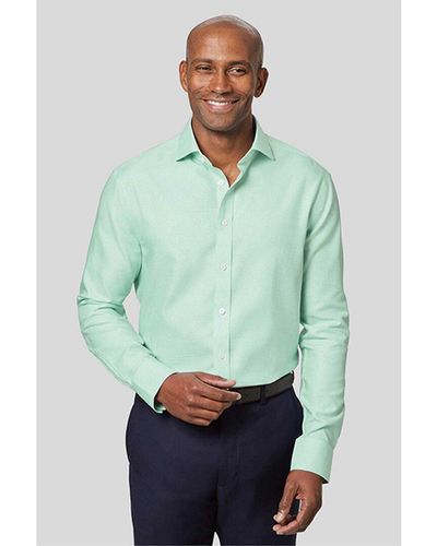 Charles Tyrwhitt Non-iron Ludgate Weave Cutaway Slim Fit Shirt - Green