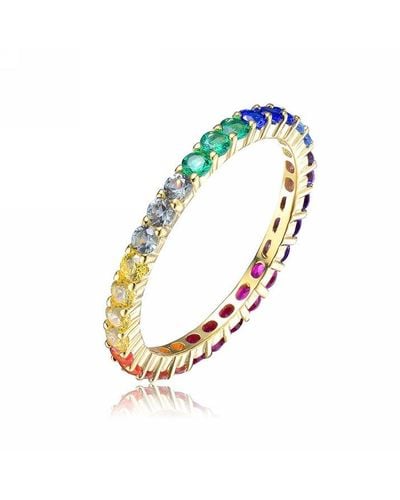 Genevive Jewelry 14k Over Silver Cz Eternity Ring - Blue