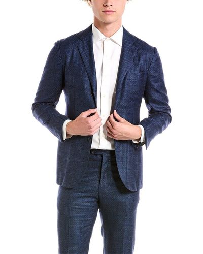 Kiton 2pc Cashmere, Silk, & Linen-blend Suit - Blue