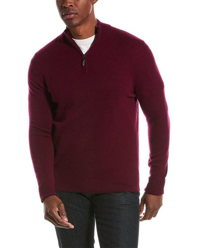 Qi Cashmere 1/4-zip Pullover - Red
