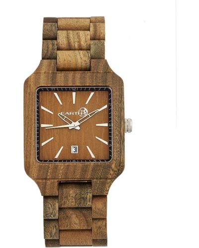 Earth Wood Carter Automatic Black Skeleton Dial Stainless Steel Watch - Metallic