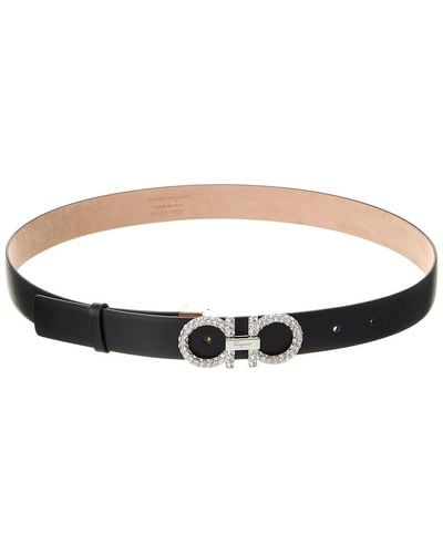 Ferragamo Gancini Adjustable Leather Belt - Black
