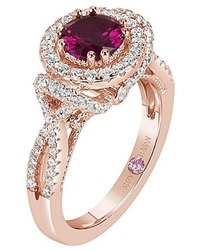 Suzy Levian Rose Plated Cz Anniversary Ring - Pink