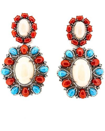 Arthur Marder Fine Jewelry 14k & Silver 4.25 Ct. Tw. Diamond & Gemstone Earrings - Multicolour