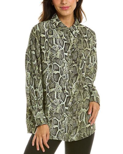 ENA PELLY Python Cuffed Shirt - Green