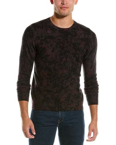 Autumn Cashmere Splatter Paint Print Wool & Cashmere-blend Crewneck Sweater - Black