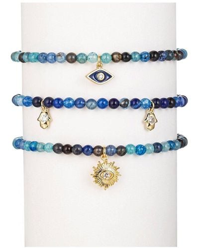 Eye Candy LA The Luxe Collection Agate Charm Stretch Bracelet - Blue