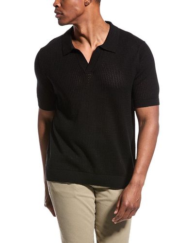 Truth Open Knit Polo Sweater - Black