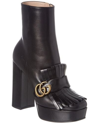 Gucci Fringe Leather Platform Boot - Black