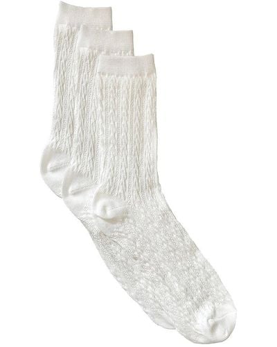 Stems Set Of 3 Cable Knit Crew Sock - White