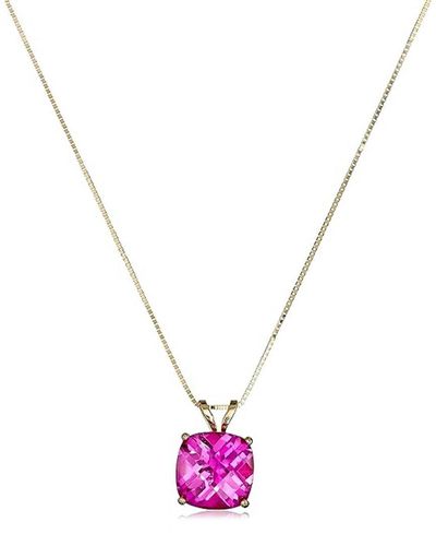 MAX + STONE Max + Stone 14k 2.25 Ct. Tw. Created Pink Sapphire Pendant Necklace - Metallic