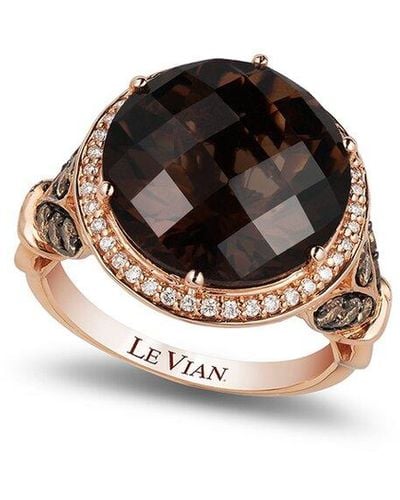 Le Vian Le Vian Chocolatier 14k Strawberry Gold 8.70 Ct. Tw. Diamond & Smoky Quartz Ring - Black