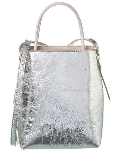 Chloé Sense Micro Leather Tote - Grey
