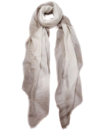 Blue Pacific Bliss Cashmere Scarf - White