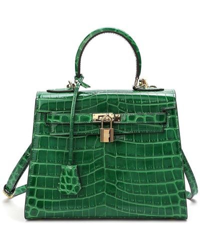 Tiffany & Fred Paris Alligator-embossed Leather Satchel - Green