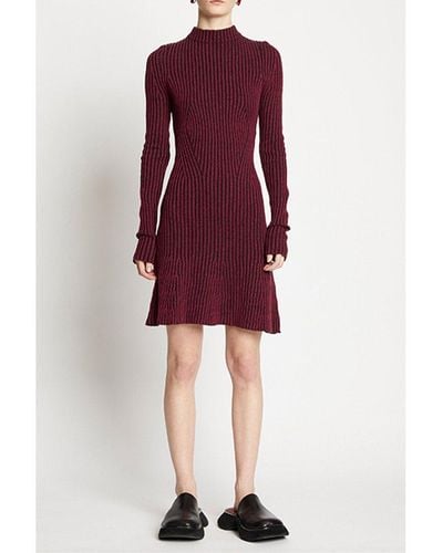 Proenza Schouler Plaited Rib Wool-blend Sweaterdress - Purple