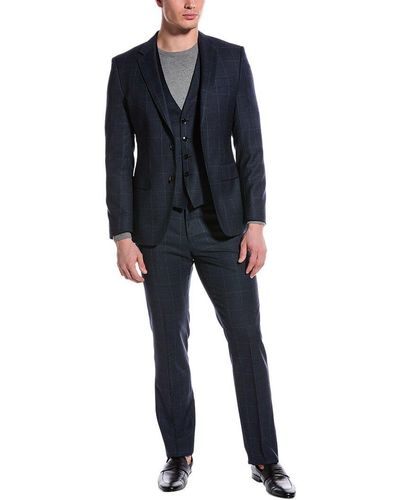 BOSS 3pc Slim Fit Wool Suit - Blue