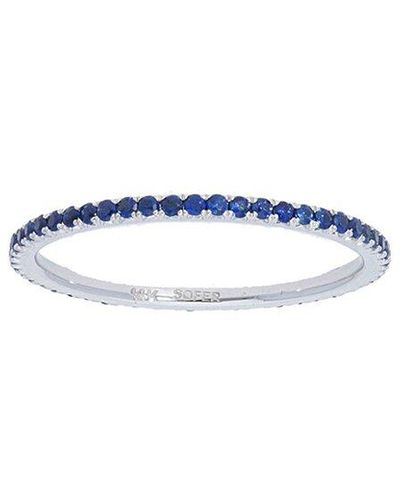 Nephora 14k 0.58 Ct. Tw. Diamond & Blue Sapphire Stackable Eternity Ring
