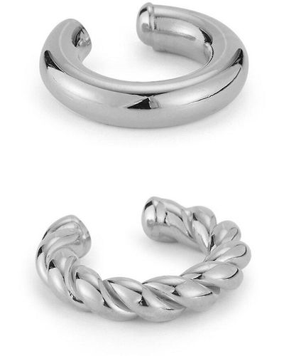 Glaze Jewelry Silver Set Of Cuff Earrings - Gray