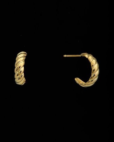 Italian Gold 14k Coissant Half Hoop Earrings - Black