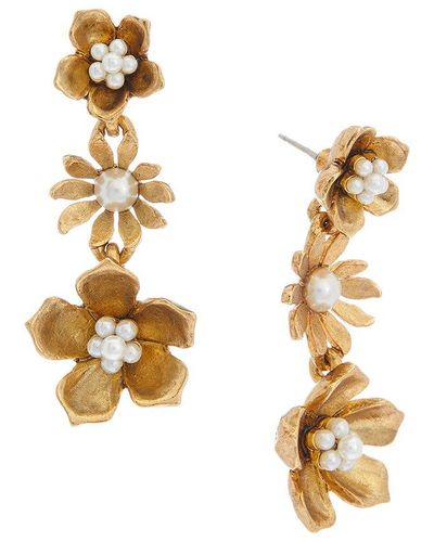 Oscar de la Renta Resort 2023 14K Dangle Flower Earrings - Metallic