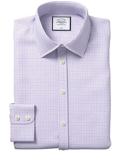 Charles Tyrwhitt Non-iron Twill Check Slim Fit Shirt - Purple