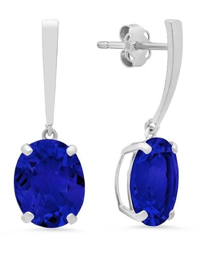MAX + STONE Max + Stone 14k 5.40 Ct. Tw. Created Blue Sapphire Drop Earrings