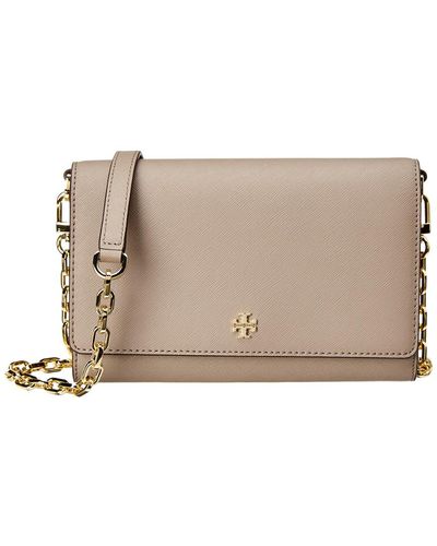 Tory Burch Emerson Leather Chain Wallet - Gray