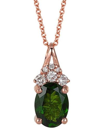 Le Vian Le Vian 14k Strawberry Gold 1.25 Ct. Tw. Diamond & Chrome Diopside Pendant Necklace - Green