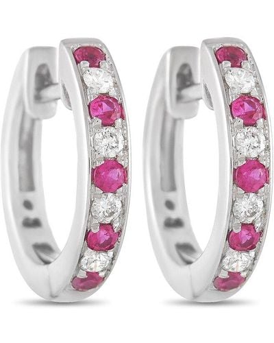 Diamond Select Cuts 14k 0.40 Ct. Tw. Diamond & Ruby Hoops - Pink