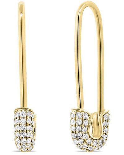 Sabrina Designs 14k 0.43 Ct. Tw. Diamond Safety Pin Earrings - Metallic
