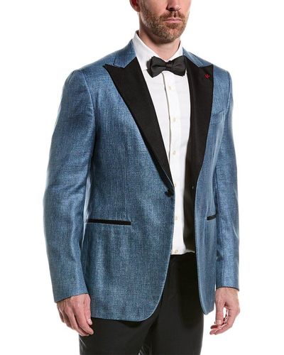 Isaia Silk Suit Jacket - Blue