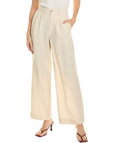 Onia Air Pleated Linen-blend Trouser - Natural