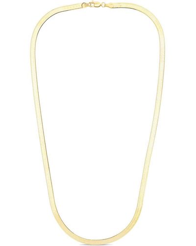 Italian Silver Piazza Di Spagna 14k Over Herringbone Chain Necklace - White