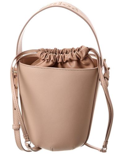 Chloé Sense Leather Bucket Bag - Natural