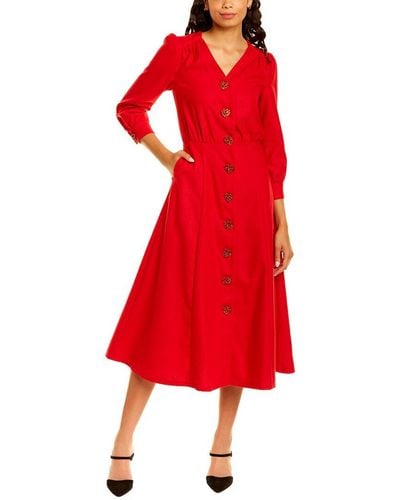 Olivia Rubin Mia Button-down Midi Dress - Red