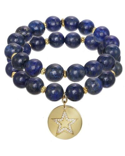 Rachel Reinhardt Jewelry 14k Gold Filled Blue Lapis Cz Star Pendant Bracelet
