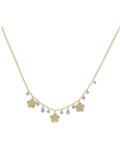 Meira T 14k Two-tone 0.40 Ct. Tw. Diamond Clover Necklace - Metallic
