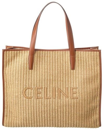 Celine Cabas Large Leather-trim Tote - Natural