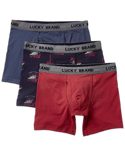 Lucky Brand 3Pk Stretch Boxer Brief - Red