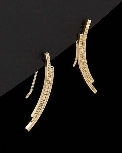 Italian Gold 14k Curved Climber Earrings - Black
