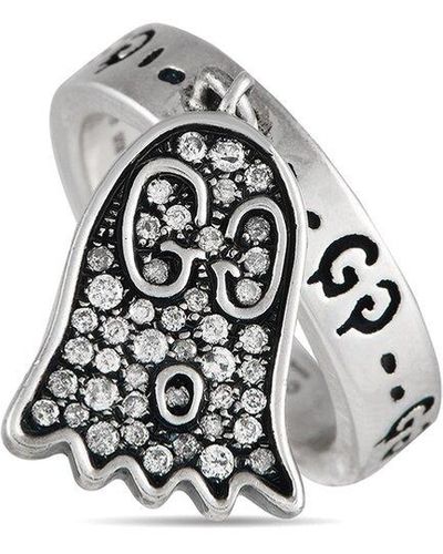 Gucci Silver Ghost Charm Ring - White