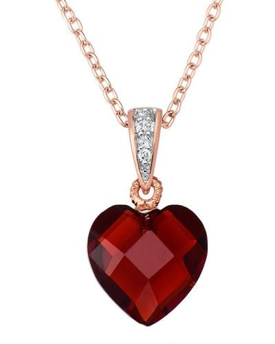 Genevive Jewelry 14k Rose Gold Vermeil Cz Necklace - Red