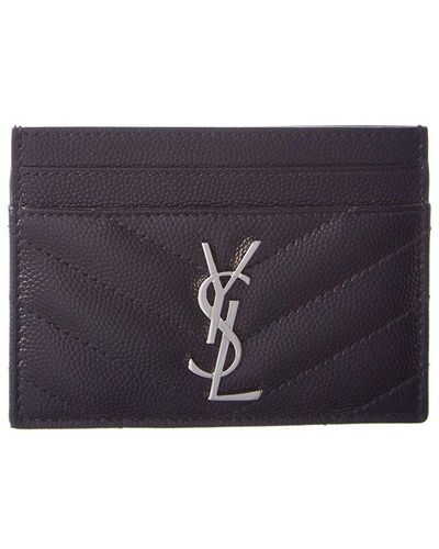 Saint Laurent Monogram Matelasse Leather Card Case - Purple