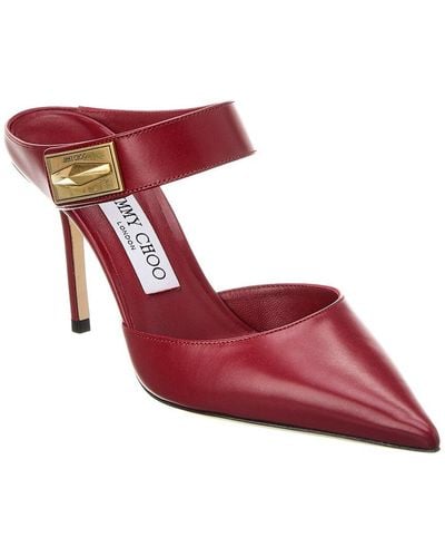 Jimmy Choo Nell 85 Leather Mule - Red