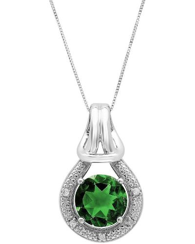 MAX + STONE Max + Stone 10k 1.60 Ct. Tw. Diamond & Created Emerald Pendant Necklace - Green