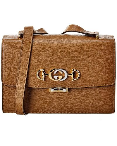 Gucci Zumi Small Leather Shoulder Bag - Brown