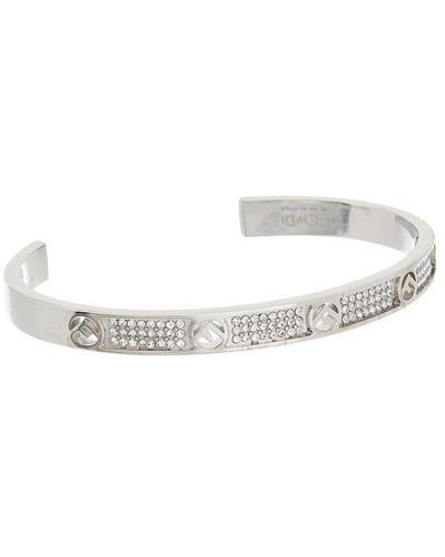 Fendi F Is Crystal Embellished Bracelet - White